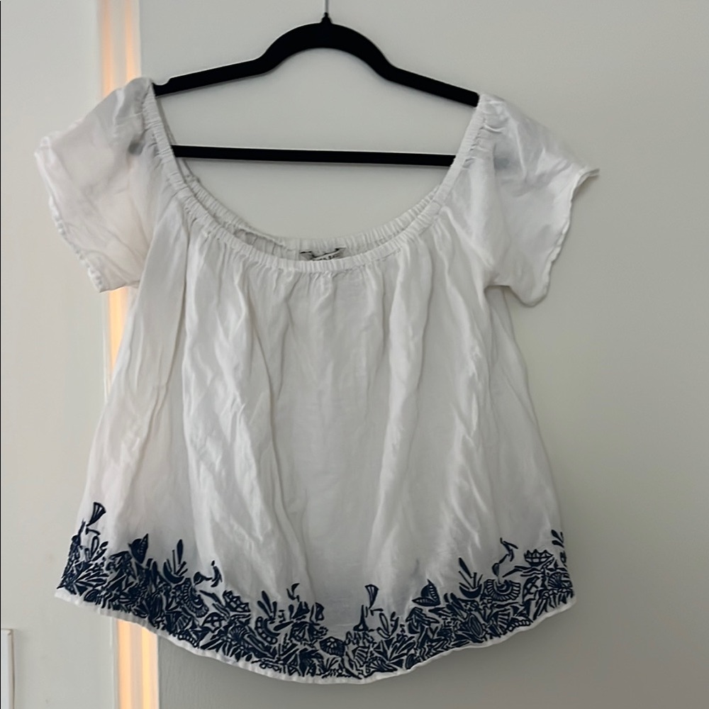 Zara White Puff Sleeve Smocked Blouse - Size S
